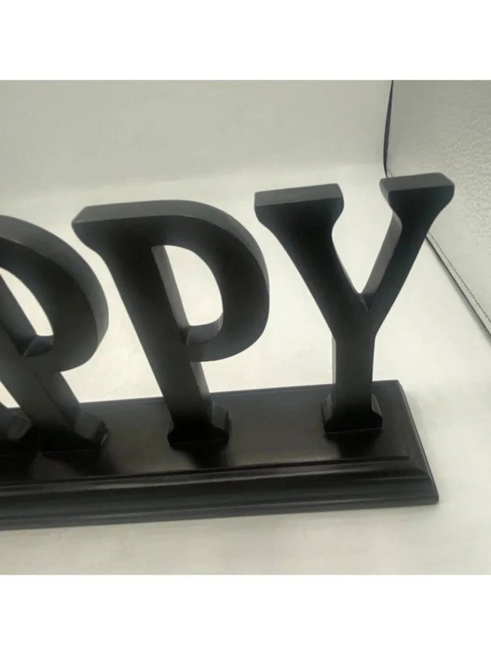 Wood Happy Tabletop Sign Rustic Shelf Mantel Home Decor 13 In Espresso Color